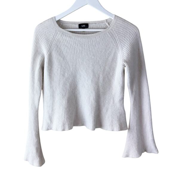Line the Label 100% Cashmere Sweater Flare‎ Sleeve Pullover Sz M - Picture 1 of 6